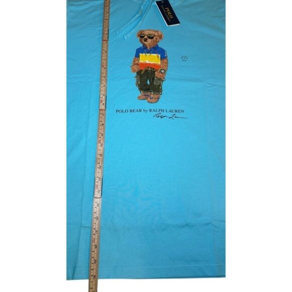 Polo Ralph Lauren Mens XL Polo Bear Jersey Hooded T-Shirt Blue Long Sleeve - Picture 11 of 11